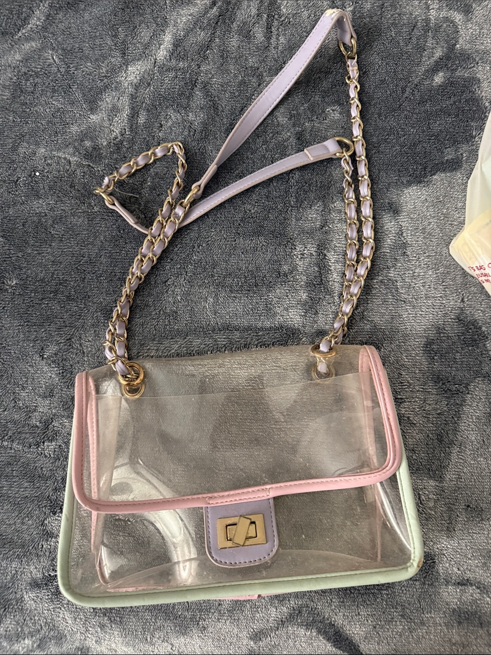 Clear Pastel Trim Crossbody Bag - Pink, Lavender, Mint. F21